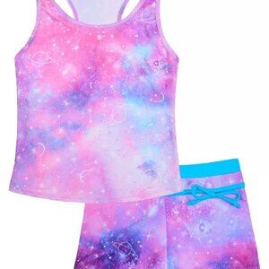 Uhnice Girls Swimsuit Two Piece Tankini Swimwear with Boyshort 5-6 Years Puple